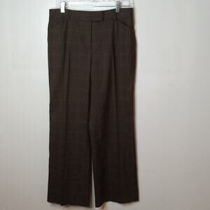 Victor Alfaro Women's Size 10P Brown Plaid Wide Leg Wool Polyester Dress Pants.